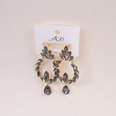 Woman's  Flower Design Earring Grey
